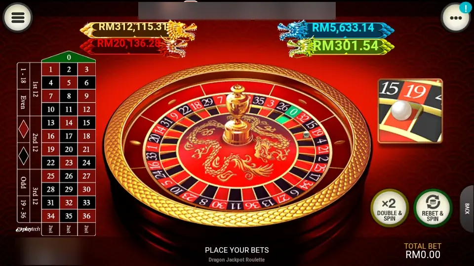 Dragon Jackpot Roulette on LPE88: a single zero wheel with a dragon at the centre, four dragon jackpot meters and the ball on 19